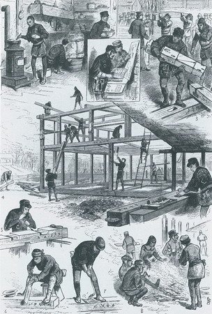 1876年,建造中的日本館 1876年,建造中的日本館